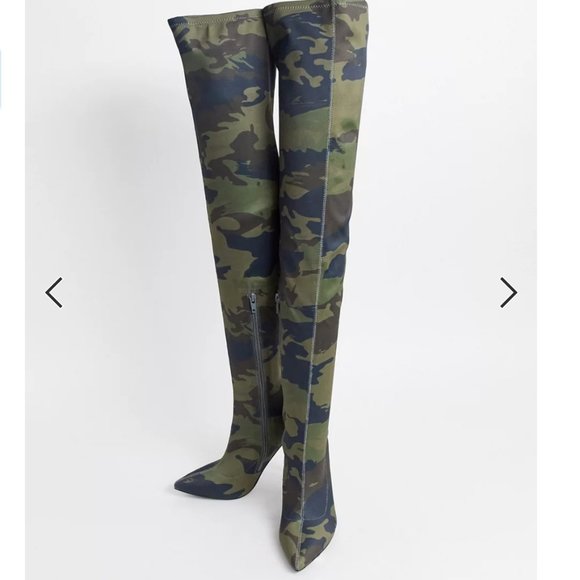 ASOS Camouflage stiletto thigh high boots - Picture 7 of 8